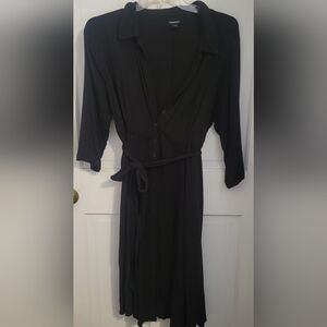 Torrid Black Midi Dress with Tie Waist